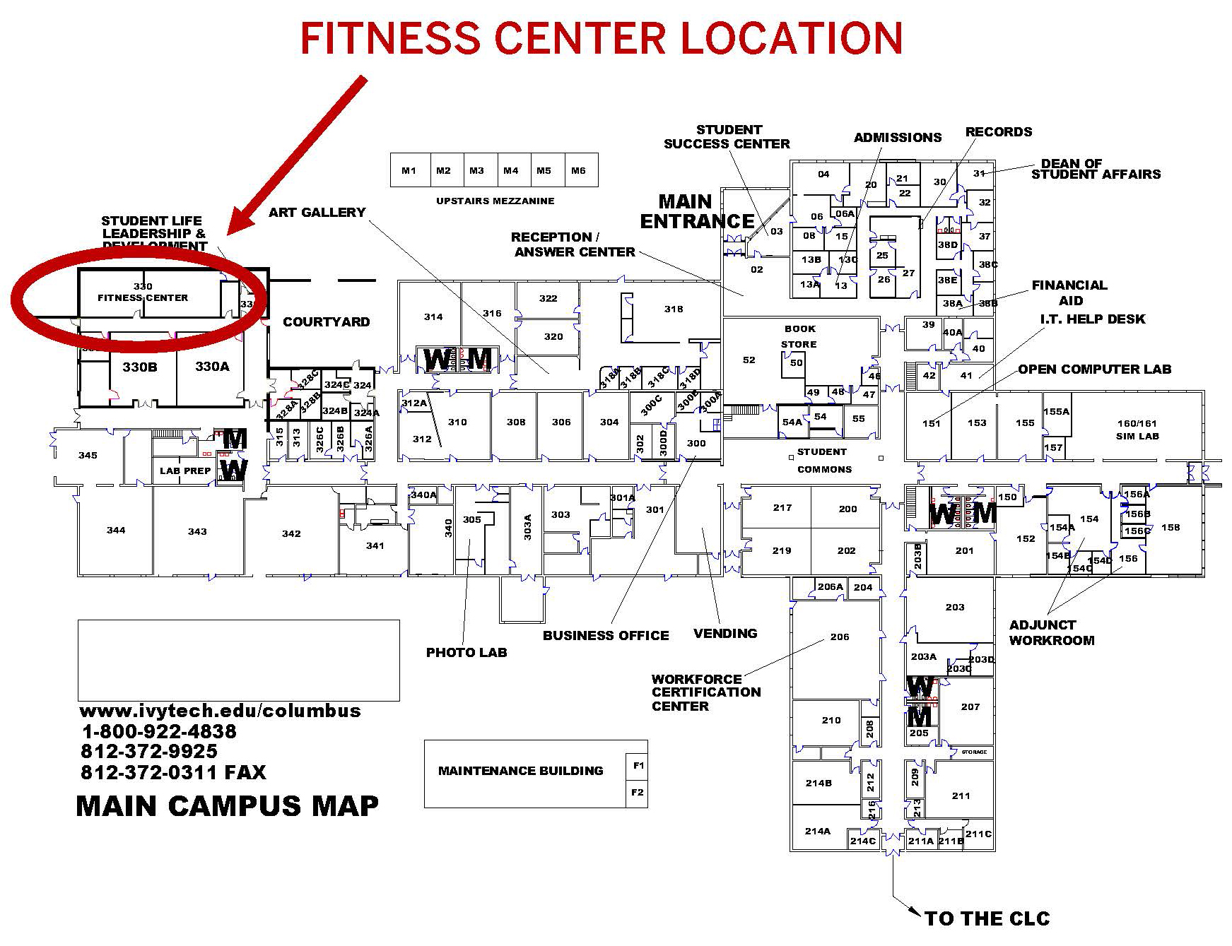 Map of Ivy Tech Fitness Center