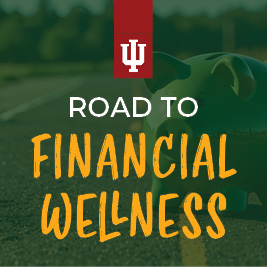 IU Road to Financial Wellness text on green background